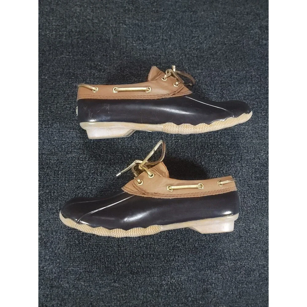 Sperry Saltwater Waterproof Duck Boots Womens Size 8.5 Rain Leather Rubber Shoes